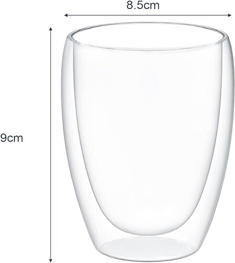 Thermoglazen van borosilicaatglas drinkglazen voor thee koffie cappuccino water sap ijsthee koffieglazen 6 x 250 ml