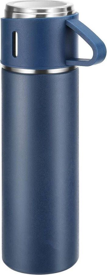 Thermos Roestvrij staal Vacuüm-Geïsoleerde Waterfles 500ml-16oz Geïsoleerde Fles Warme Koude Drank Reismok (Blauw Een Kop)