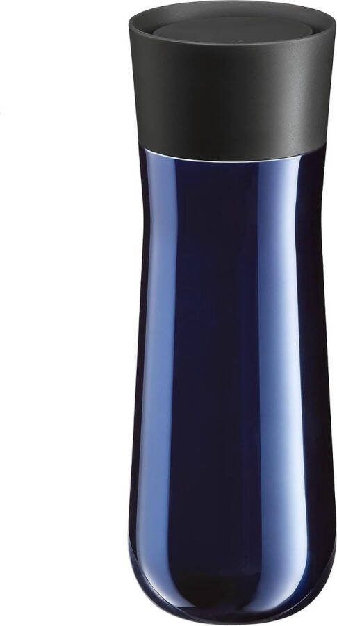 Thermosbeker 350 ml thermobeker met automatische sluiting 360° drinkopening houdt dranken 8 uur warm 12 uur koud blauw