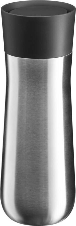Thermosbeker 350 ml thermobeker met automatische sluiting 360° drinkopening koffiebeker om mee te nemen houdt dranken 8 uur warm 12 uur koud zilver