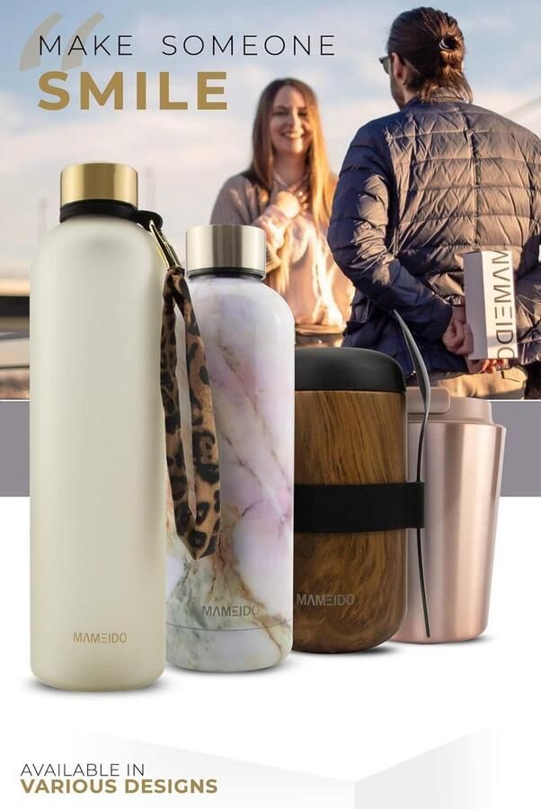 Thermosbeker 350ml Dubbelwandig Geïsoleerd Lekvrij Ebony Roestvrij Staal Coffee to Go Mug met MAMEIDO