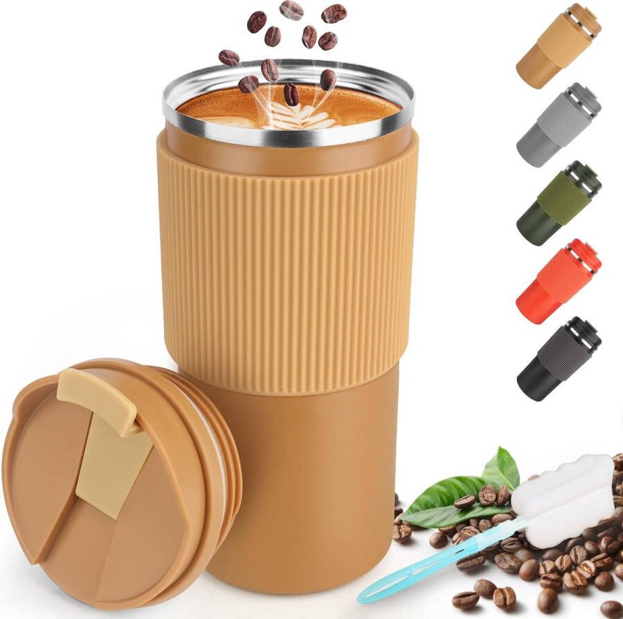 Thermosbeker koffiebeker om mee te nemen 450 ml lekvrij reisbeker met deksel koffiebeker met deksel koffiebeker voor thee koffie warm koud water koffie reisbeker