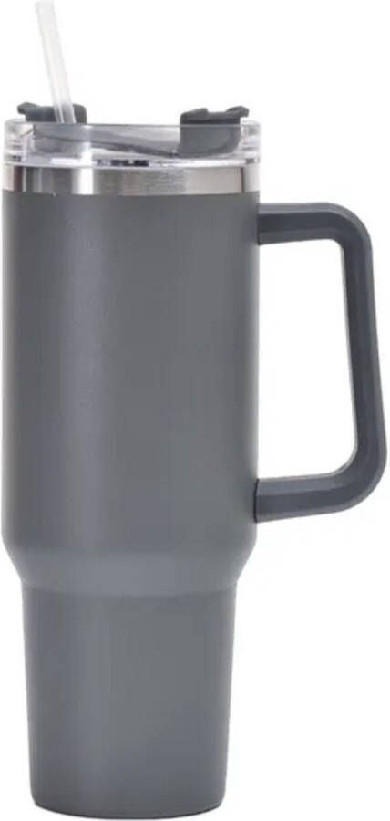 Thermosbeker met handvat- Mug to go- RVS beker- Travel cup- Beker met rietje- Travel- Thermosbeker- Drinkbeker- to go- Thermosfles- 1200ML- Drinkfles