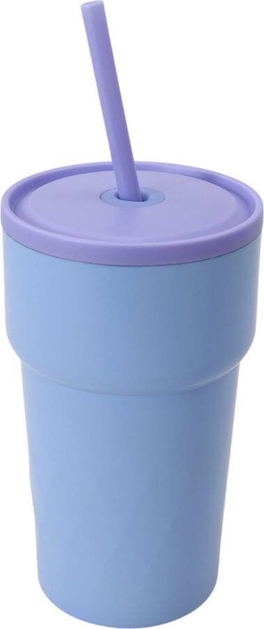 Thermosbeker met Rietje Baby Blauw Thermos beker voor al je drankjes Warm en koud Afsluitbare beker voor koude en warme dranken! Blauwe Beker to Go 460ml
