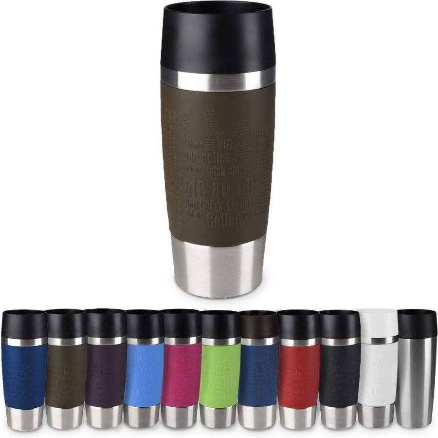 Thermosbeker mobiel genieten 360 ml Quick Press-sluiting manchetten bruin 0.36 L