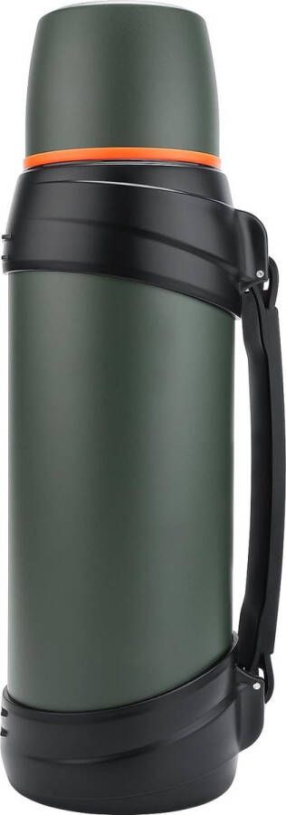 Thermosfles 2 5 L geïsoleerde fles roestvrijstalen drinkfles geïsoleerde fles met 2 drinkbekers dubbelwandige isolatie campingwaterfles 24 uur warm en koud (groen)