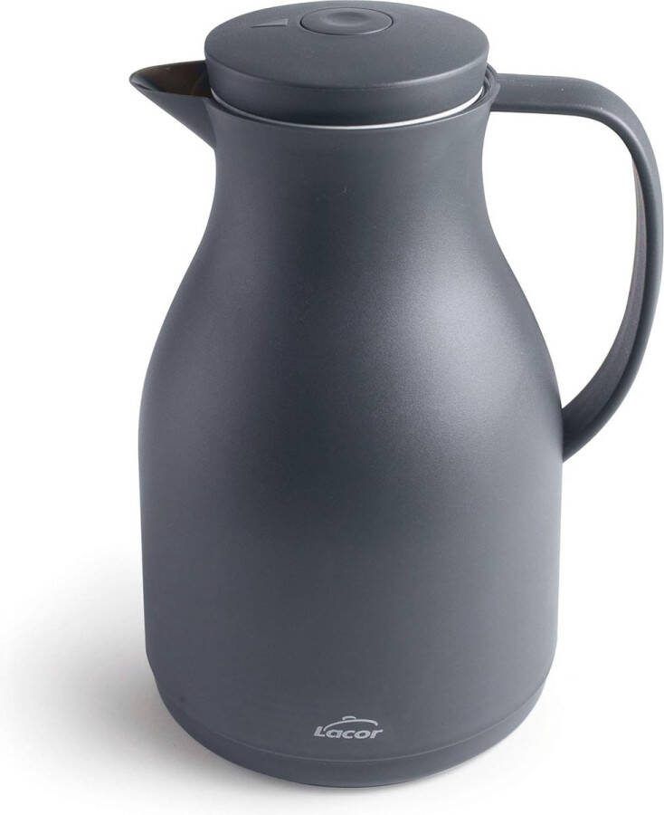 Thermosfles BPA-vrij dubbelwandig met glaslaag aan de binnenkant mat grijs 1 50 l polypropyleen glas 1 5 liter