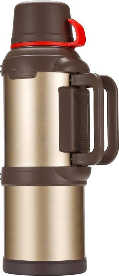Thermosfles thermoskan 4 0 l roestvrijstalen drinkfles thermosfles met 3 drinkbekers dubbelwandige isolatie camping waterfles met handvat 24 uur warm en koud (goud)