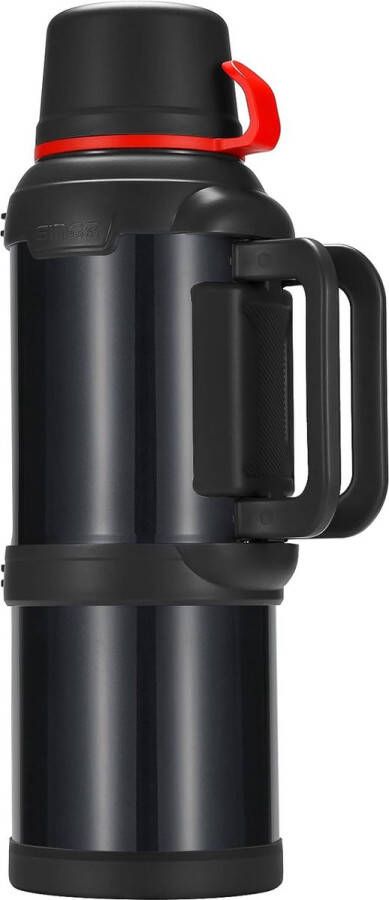 Thermosfles thermoskan 4 0 liter roestvrijstalen drinkfles isolatiefles met 3 drinkbekers dubbelwandige isolatie campingwaterfles met handvat 48 uur warm en koud (zwart)