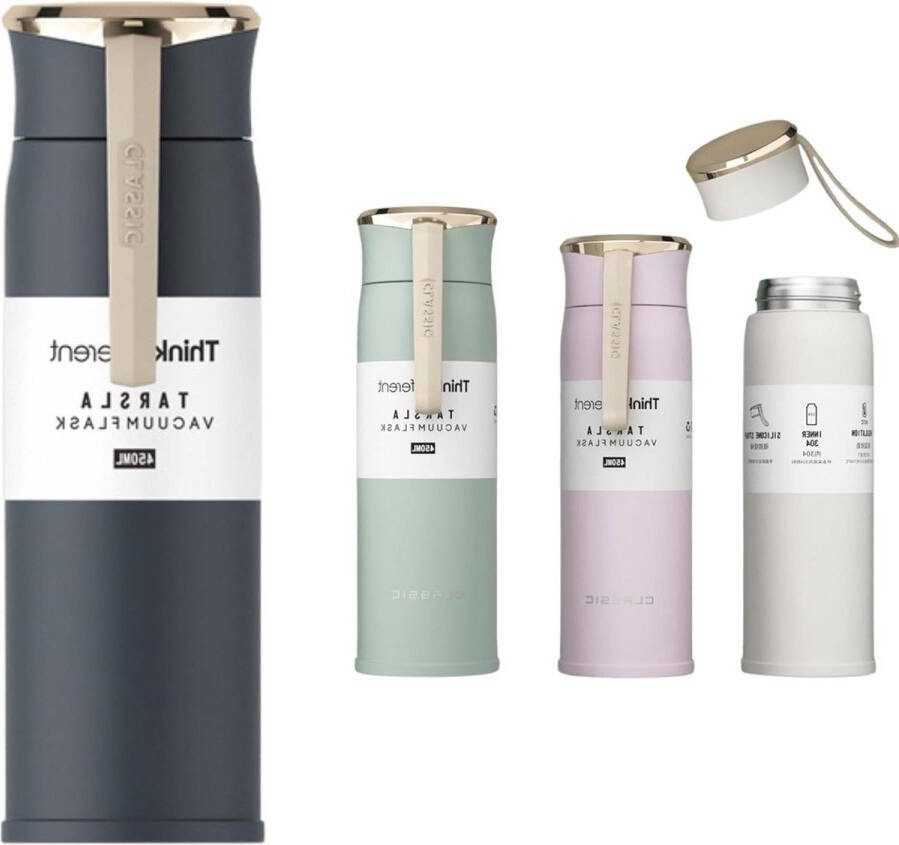 Thermosfles voor koffie 450 ml Roestvrij staal Vacuüm geïsoleerd Reisfles Koffiebeker Diepblauw