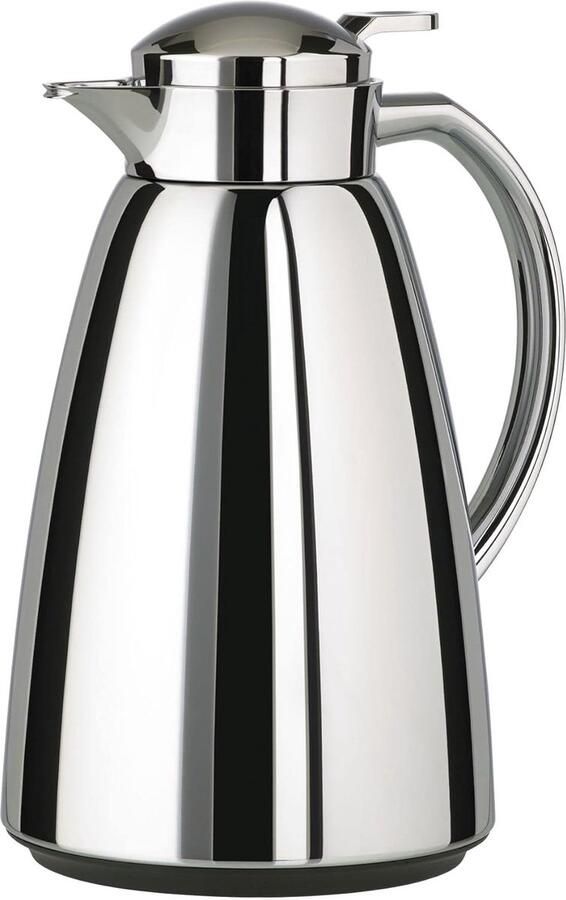 Thermoskan 1 liter 100% lekvrij snelle sluiting 12 standaard warm 24 koud in chroom 28 x 28 x 18 cm