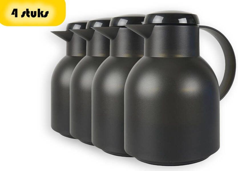 Thermoskan 1 liter 4 stuks in de verpakking isoleerkan 4 liter 4 stuks- kan 1 liter Thermos 1 liter Zwart