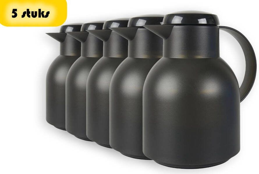 Thermoskan 1 liter 5 stuks in de verpakking isoleerkan 5 liter 5 stuks- kan 1 liter Thermos 1 liter Zwart