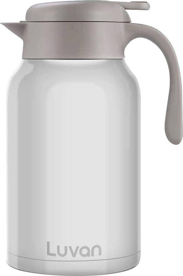 Thermoskan 2L 304 roestvrij staal dubbelwandig vacuüm geïsoleerde koffiepot koffie thermos koffieplunger sap melk thee isolatie pot (wit)