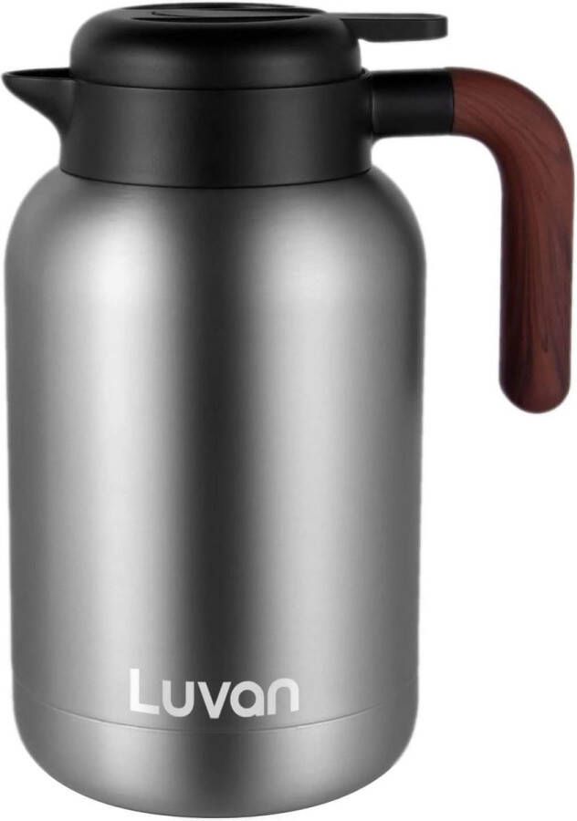 Thermoskan 2L 316 roestvrij staal dubbelwandig vacuüm geïsoleerde koffiepot koffie thermos koffieplunger sap melk thee isolatie pot (zilver)