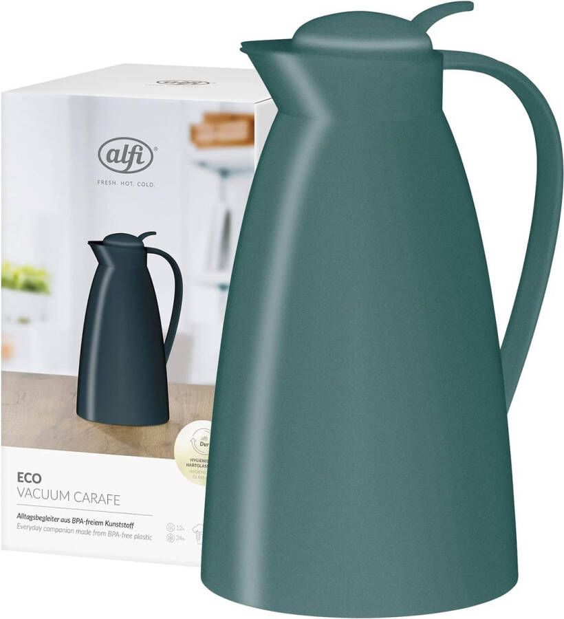 Thermoskan van matte kunststof; 1 liter; houdt 12 uur lang warm en 24 uur lang koud