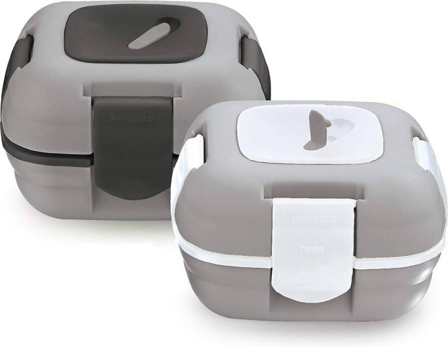 Thermoware Lunchbox voor Kinderen en Volwassenen Set van 2 Lekvrij met Warmteafvoerventiel en Roestvrijstalen Inzetstuk Lunch om Mee te Nemen voor School Kantoor en Universiteit Grijs