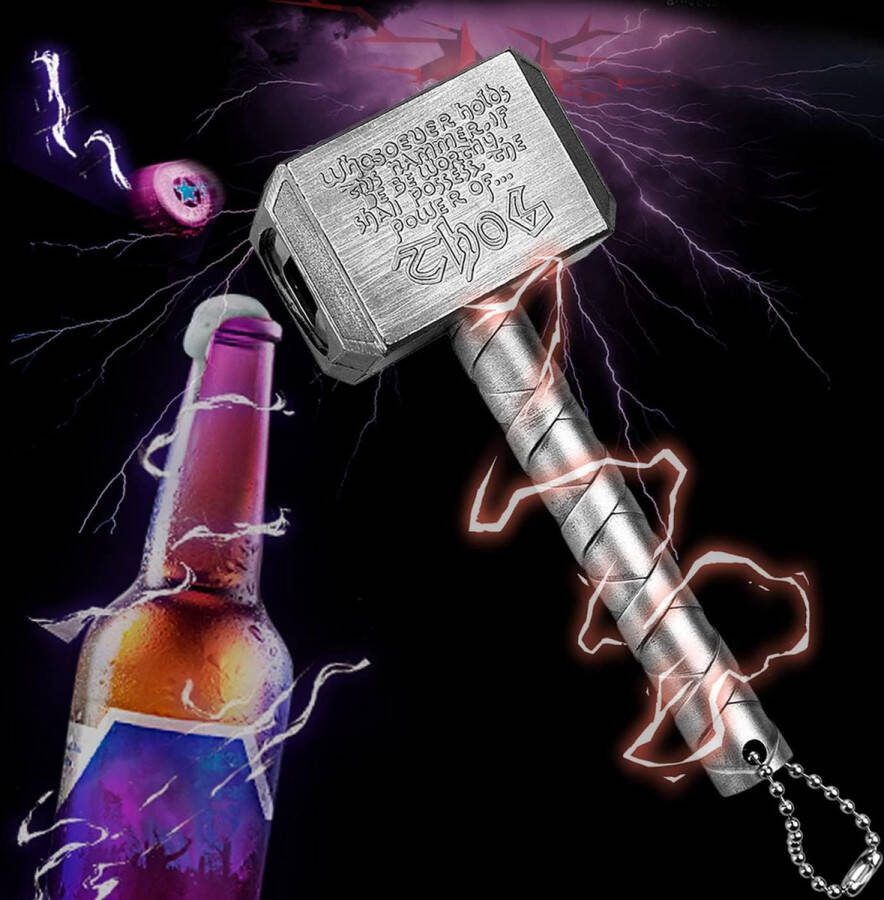Thor Hamer Flesopener Mjolnir Quake Bierflesopener Hamer Thor Vormige Flesopener Perfect voor Bar en Thuisgebruik (Zilver)