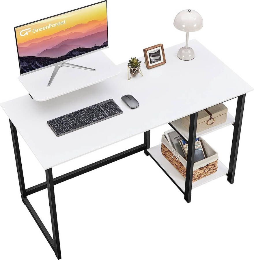 Thuisbureau met display stand en flip plank 100cm moderne eenvoudige schrijfstudie PC werkbank wit
