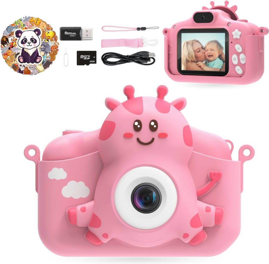 TIATUA Kindercamera voor meisjes en jongens 1080P digitale camera voor kinderen met 32GB SD-kaart en selfie-modus peutercamera en videocamera kerst- en verjaardagscadeauspeelgoed voor leeftijd 3-10 jaar (roze)