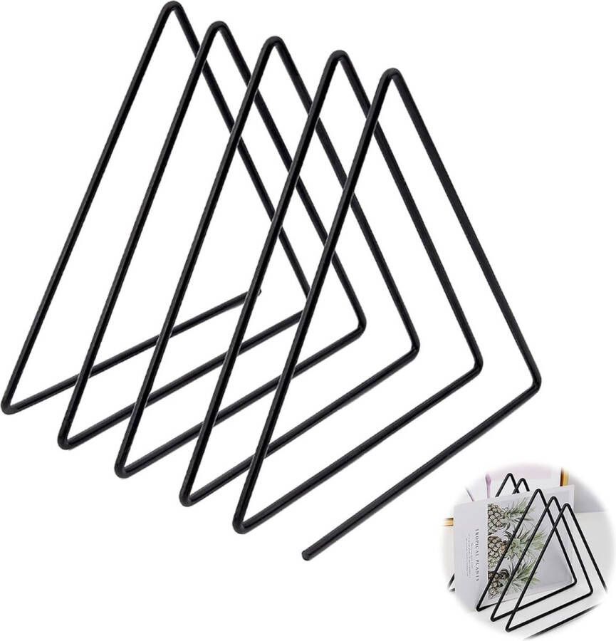 Tijdschriftenverzamelaar driehoek bureauboekenkast metalen driehoek boekenrek bureauboekenkast metaal driehoek ijzer kunst desktopmagazijnrek driehoek stabiel tijdschriftenhouder rek (zwart)