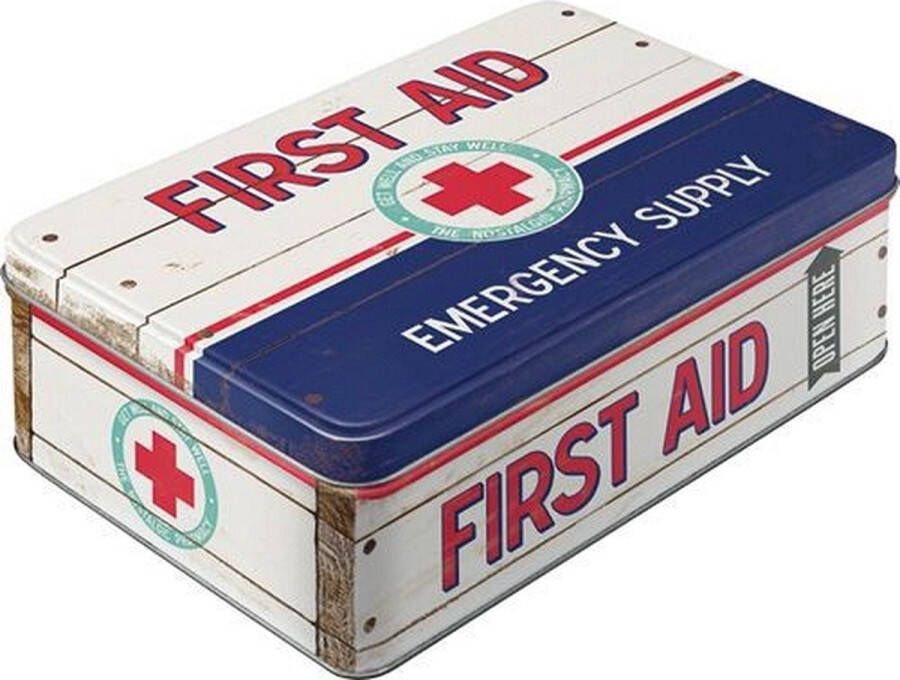 Merkloos Metalen opbergblik first aid Voorraadblikken