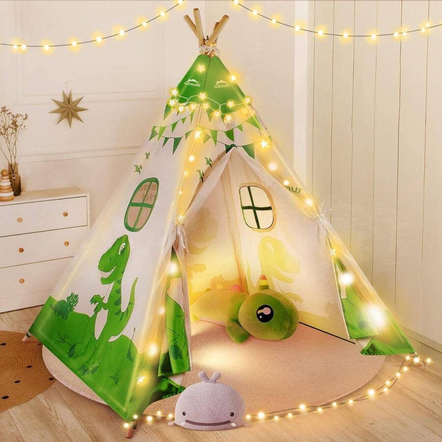 Tipi Tent kinderen grote gevoerde mat lichtsnoer opvouwbaar indianen speeltent katoen binnen buiten Tipi Tent kinderen
