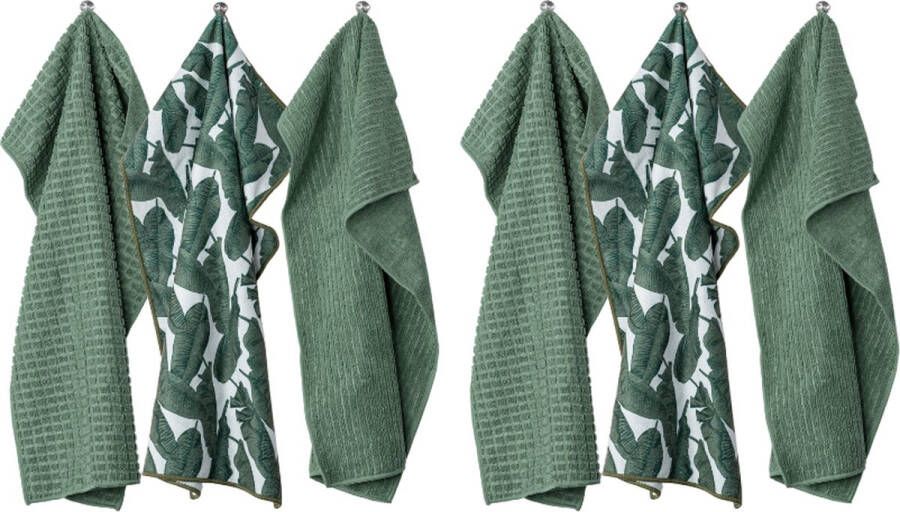 Tiseco Keukenhanddoek ESSENTIALS microfiber 40x60cm SET 3 stone green