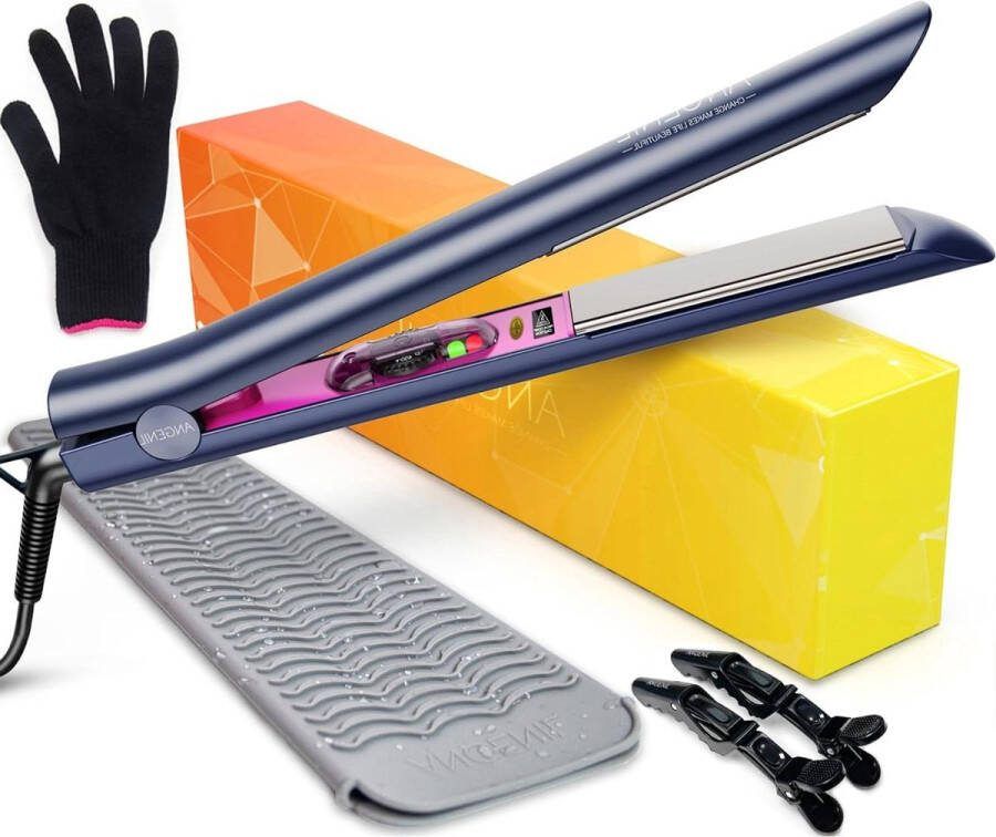 Titanium 2-in-1 platte tang en krultang Professioneel Voor alle haartypes 1 inch Instelbare temperatuur Met matpouch en handschoenen