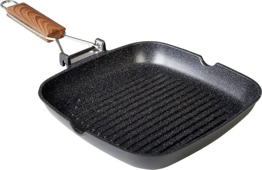 Titanium grillpan inductie Gegolfd 28 x 28 cm Anti-aanbaklaag QUANTANIUM Ecologisch PFOA-vrij Grilplaat