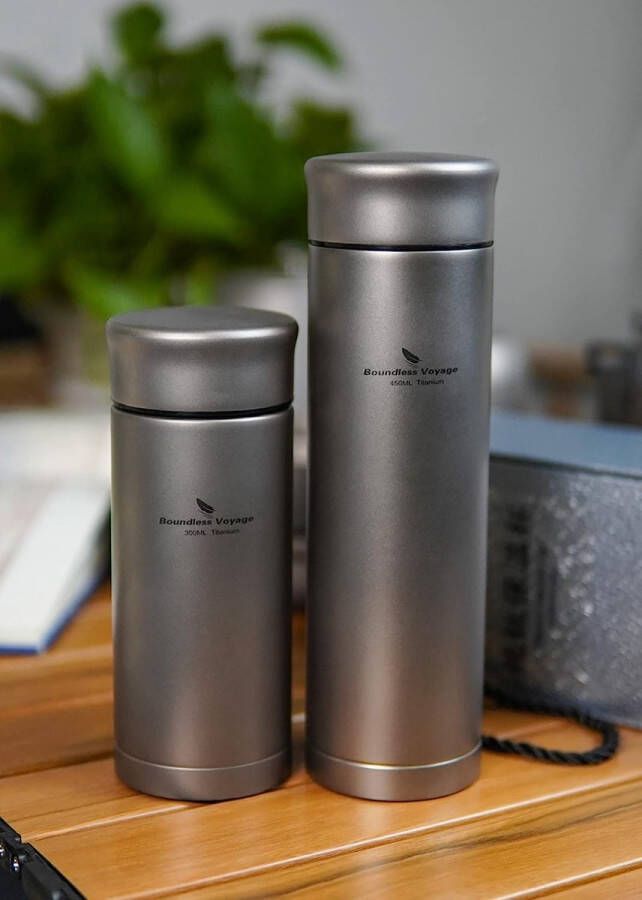 Titanium Vacuüm Thermos Met Filter 450 ml Vrouwen Mannen Sport Fietsen Waterfles Dubbellaags Lichtgewicht Draagbare Thee Koffie Wijnfles Kruik Wandelen Camping Fles Business Cup