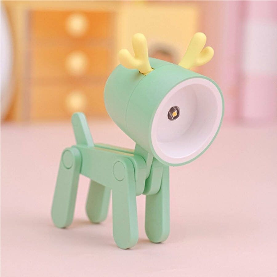 TL-23 LED Mini Opvouwbare Cartoon Bureaulamp Thuis Huisdier Vorm Decoratie Tafellamp Spec: Herten (Groen)