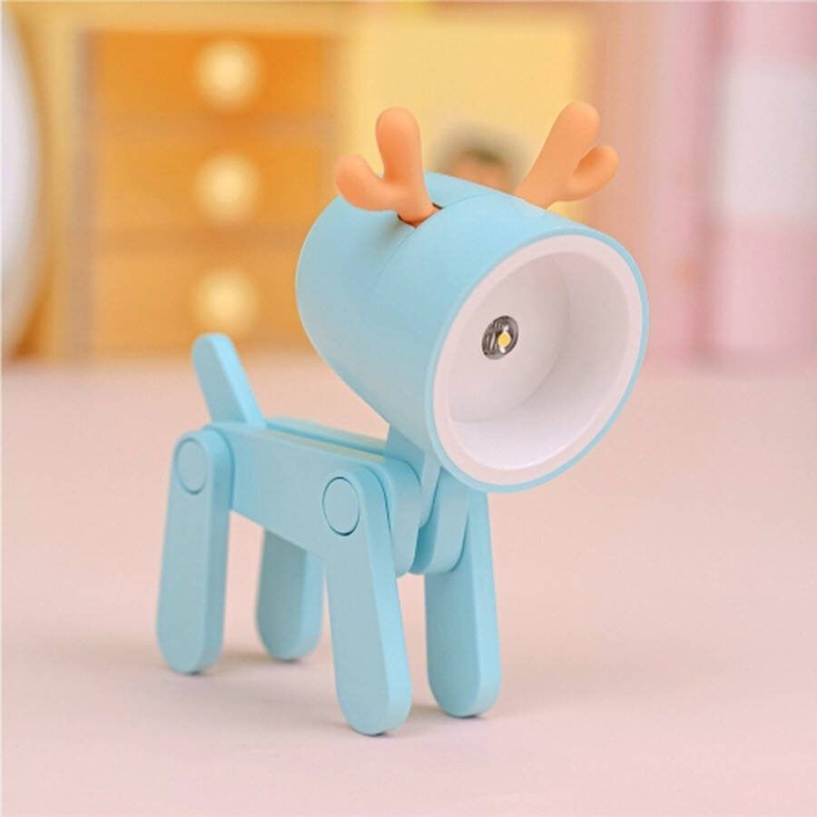TL-23 LED Mini Opvouwbare Cartoon Bureaulamp Thuis Huisdier Vorm Decoratie Tafellamp Spec: Herten (Blauw)