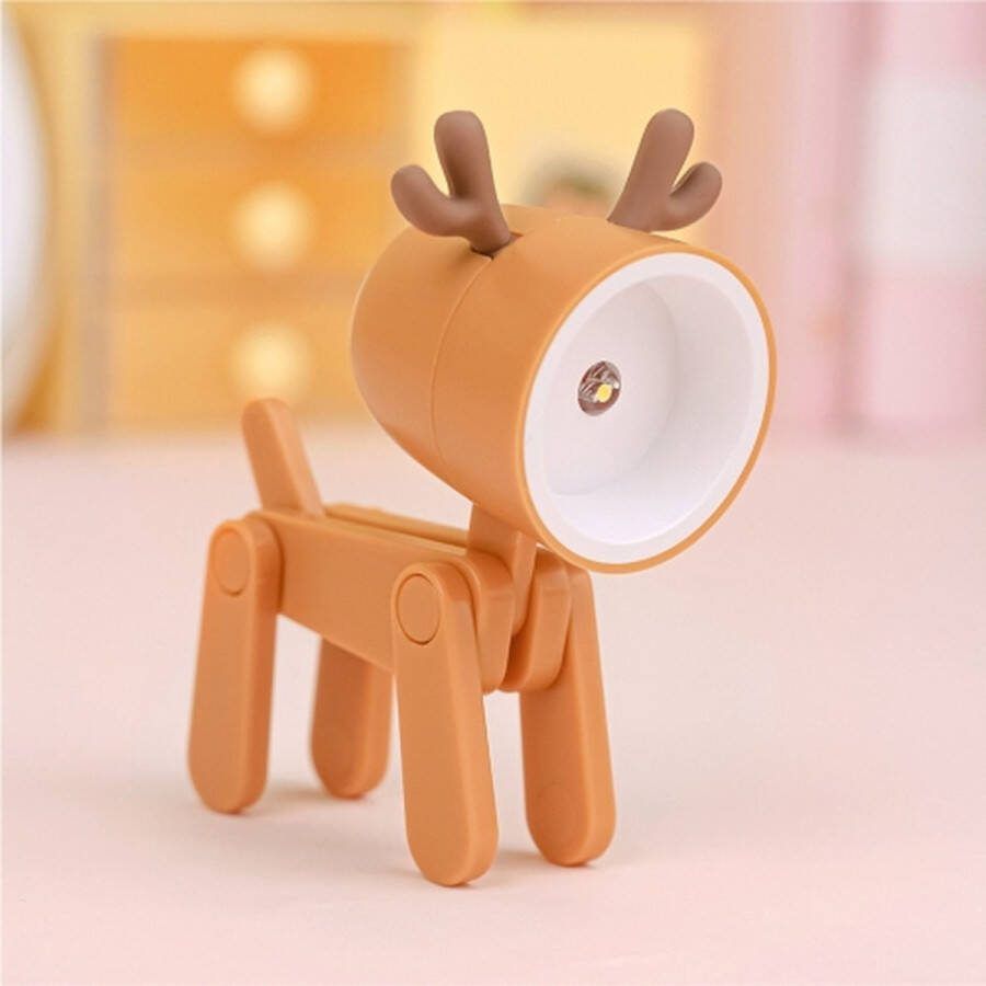 TL-23 LED Mini Opvouwbare Cartoon Bureaulamp Thuis Huisdier Vorm Decoratie Tafellamp Spec: Herten (Oranje)