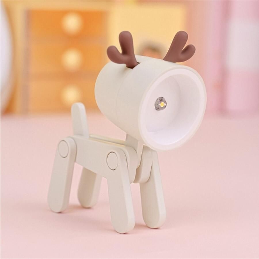 TL-23 LED Mini Opvouwbare Cartoon Bureaulamp Thuis Huisdier Vorm Decoratie Tafellamp Spec: Herten (Beige)