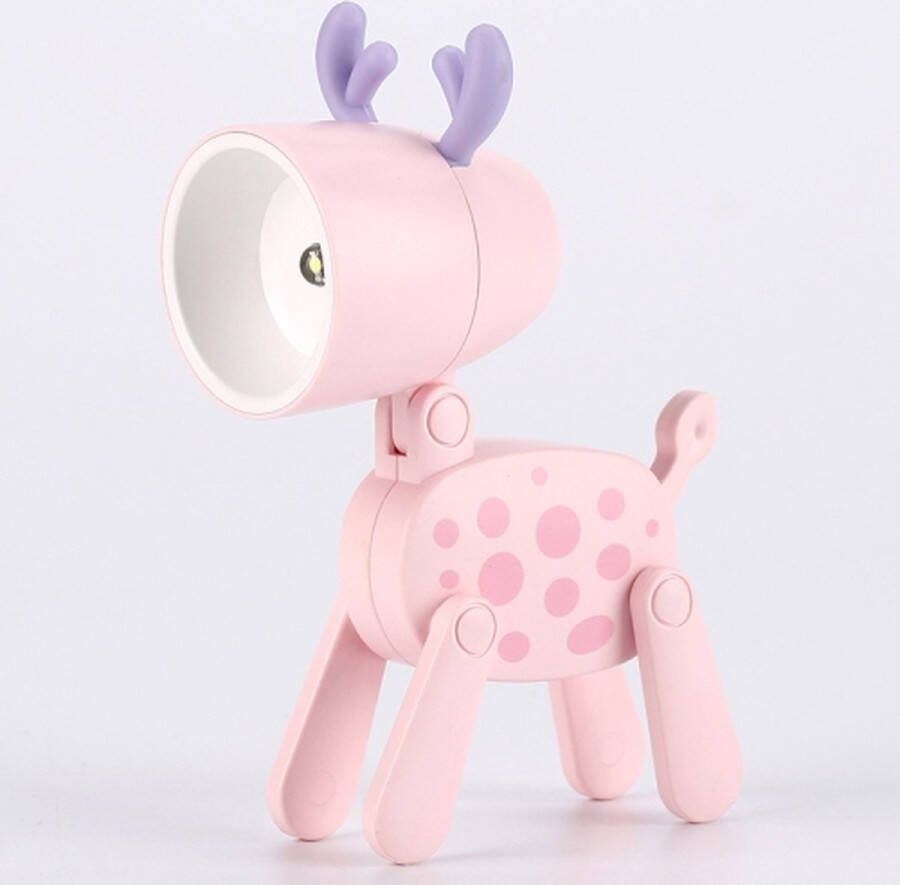 TL-23 LED Mini Opvouwbare Cartoon Bureaulamp Thuis Huisdier Vorm Decoratie Tafellamp Spec: Spotted Deer (Roze)