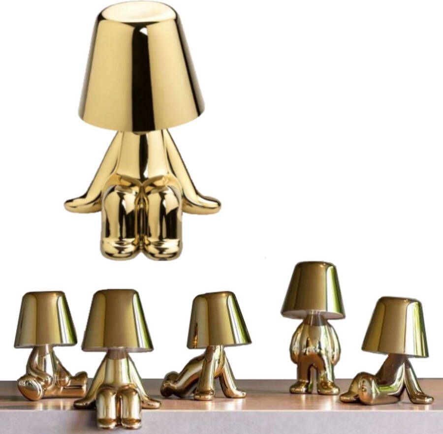 Toby Brother 01 Bureaulamp led dimbaar industrieel goud – lampje woonkamer oplaadbare tafellamp slaapkamer nachtlampje volwassenen – Touch