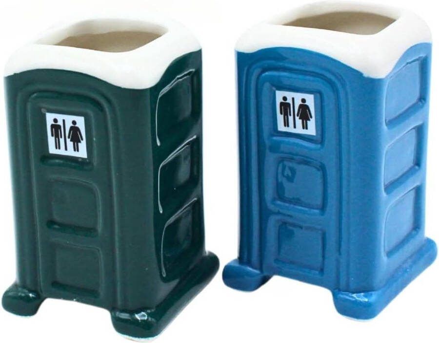 Toilet borrelbeker shot likeur drinkbeker set van 2 blauw groen afmetingen 44x48x72 cm inhoud 60 ml 7 cm