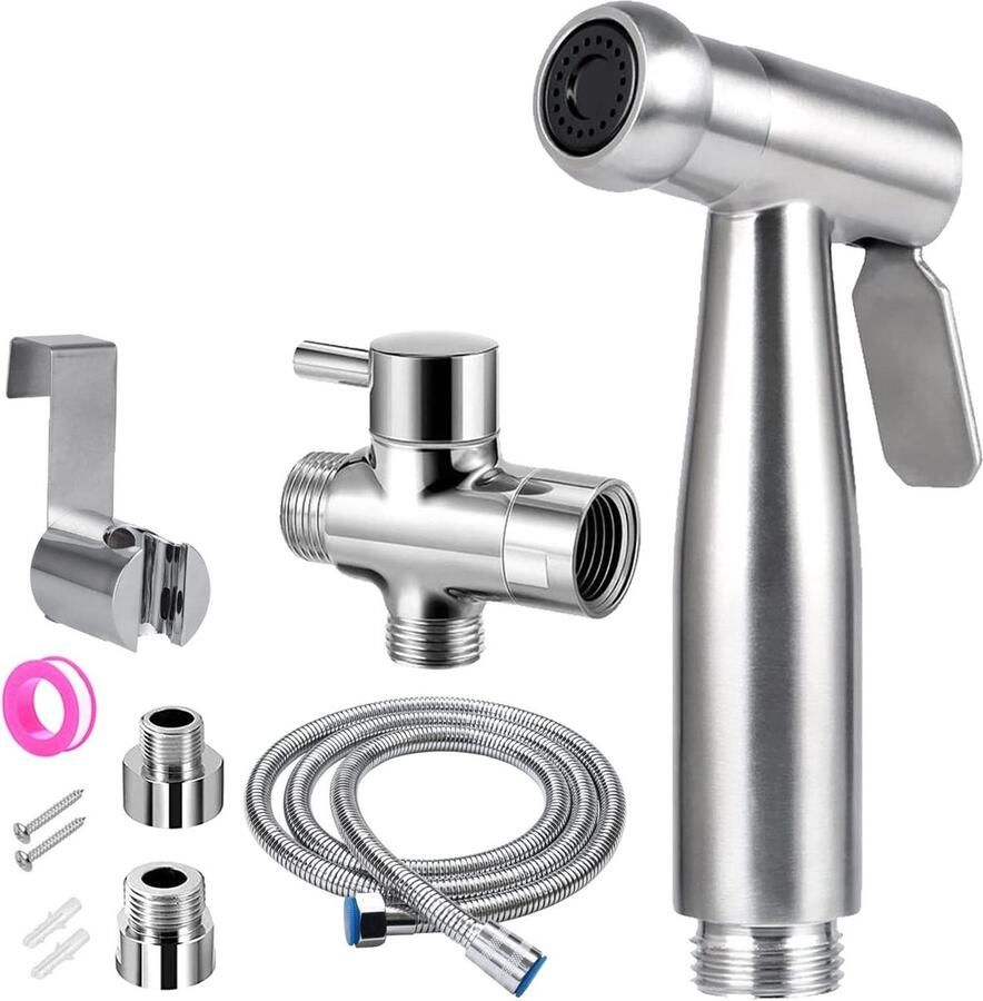 Toilet Sproeier Handheld Bidet Sproeibevestiging Met Slang Babydoek Luierwasmachine Roestvrijstalen Reiniger Douchesproeier Huisdier Badkamer Toilet