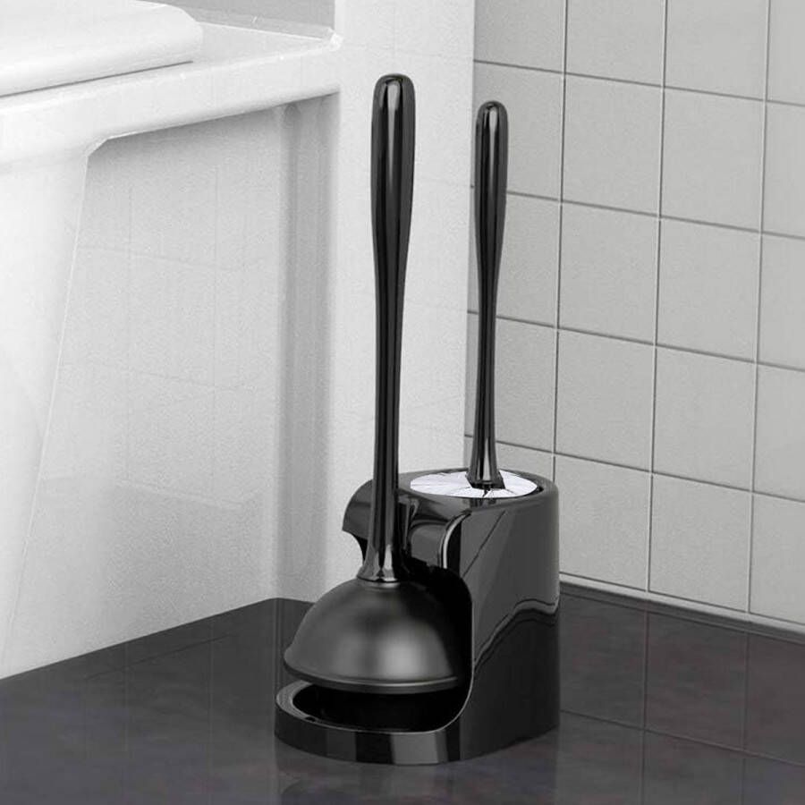 Toiletborstel en ontstopperset toiletontstoppers voor de badkamer zware toiletborstel en houder verborgen toiletontstopper en borstelset voor grondige reiniging zwart