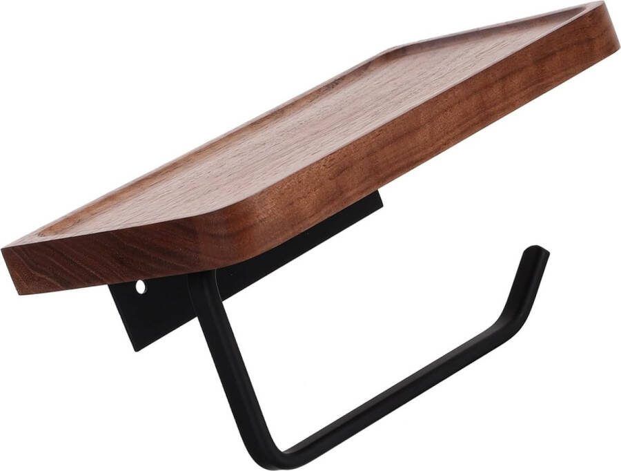 Toiletrolhouder Punch- Papieren Hanger Handdoekhouder Badkamer Toiletpapier Plank Badkamer Handdoekhouder Boerderij Toiletpapierhouder WC-rolhouder – Luxe Toiletrolhouder Walnoothout – Zwart – Zelfklevend – WC Rolhouder Zonder Boren – Toiletrolhoud