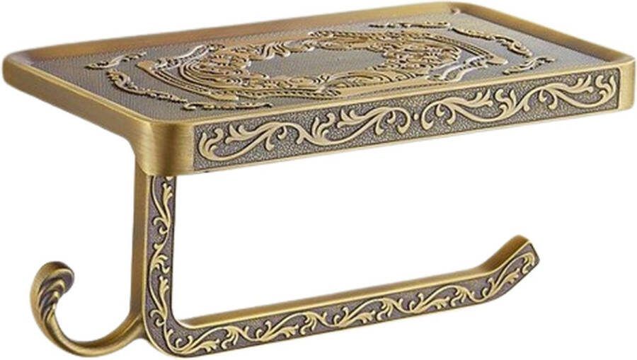 Toiletrolhouder van brons antieke toiletrolhouder van messing hoogwaardige wandgemonteerde toiletrolhouder met plank en haak Klassieke Wc Rolhouder Toiletrolhouder Met Plankje Toilet Accessoires Wandmontage Toilet Roll Holder Toilet Pap