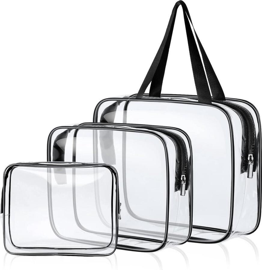 Toilettas transparant pvc waterdicht handbagage toilettas met ritssluiting geschikt voor douane multifunctioneel cosmetica en make-up dames heren kinderen reisflesjes handbagage