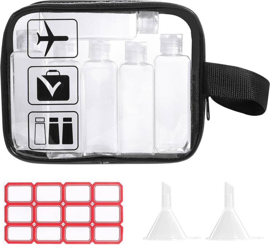 Toilettas voor reizen 10 stuks reisfles set met trechter Vliegtuig toiletflesjes 100 ml Transparant reisflesjes 100ml