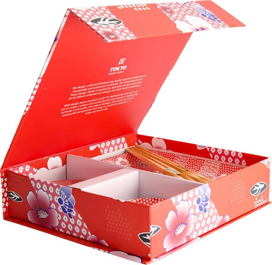 Tokyo Design Studio – Kawaii – Flower – Rood – Sushi Set – 6-delig – 2 Persoons
