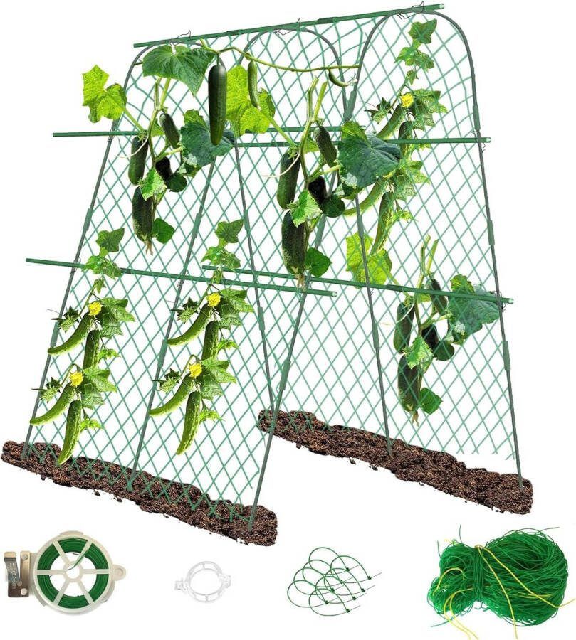 Tomaten komkommers klimhulp 160 x 140 x 120 cm U-rankrooster metalen klimhulp tuin komkommers frambozen klimhulp voor bloemen klimhulp voor fruitplanten tomaten spiraal