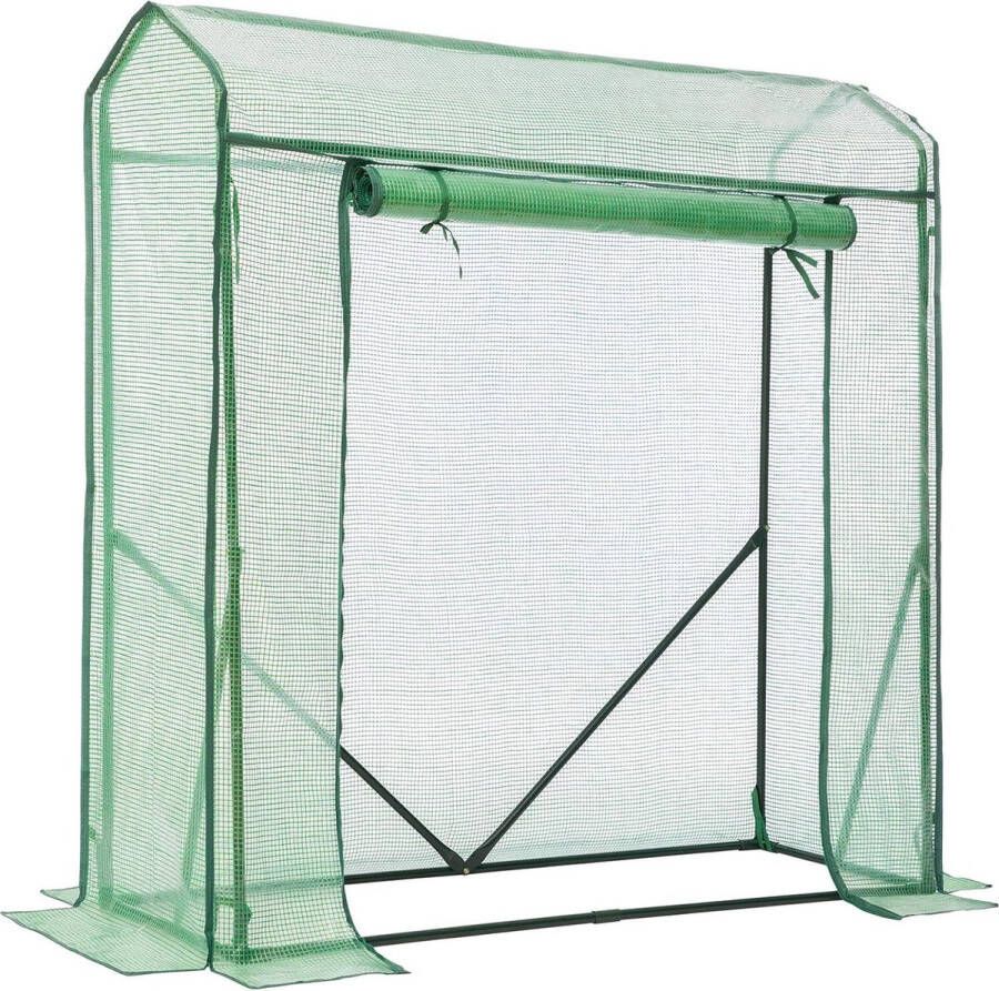Tomatenkas broeikas tomatenkas met spits dak 150 x 50 x 150 cm foliekas met venster broeibed voor tomaten groenten fruit bloemen tuin balkon groen