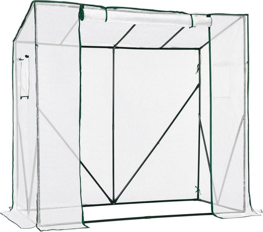 Tomatenkas foliekas tomatenkas balkon tomatenkas stabiel 200 x 77 5 x 149 170 cm met PE roosterfolie en verrekijker schuin dak tuin wit