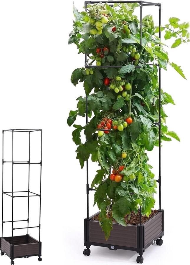 Tomatenpot verhoogd bloembed plantenbak met rankrooster voor klimplanten totale hoogte 165 cm planter box