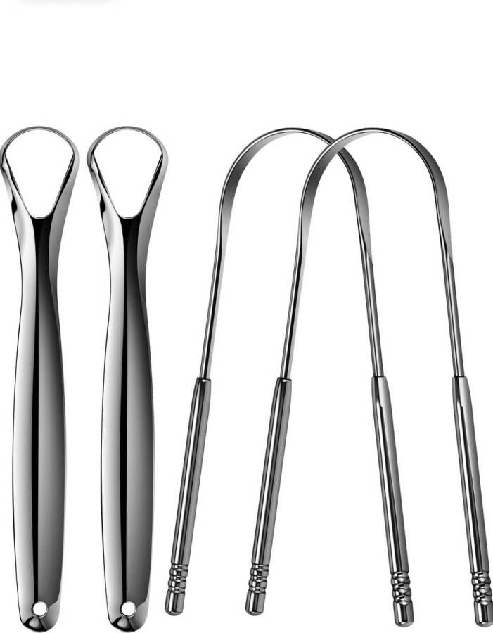 Tongschrapers Ultieme Mondverzorging: 4 Stuks Roestvrijstalen Tongreinigers Bestrijd Slechte Adem Effectief en Verbeter Je Mondhygiëne Met Gemak!